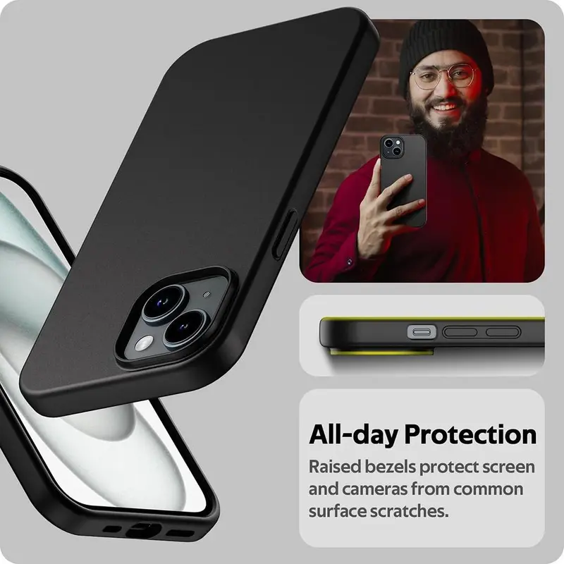 Ốp Mềm Silicon Lì Thiết Kế Sang Trọng, Tương Thích Với iPhone 15, 14 Plus, 13, 12 Mini, 11 Pro, XS Max, X, XR, SE 2, 3, 7, 8 Plus, Siêu Mỏng, Màu Đen Trơn, Vỏ Bảo Vệ 4