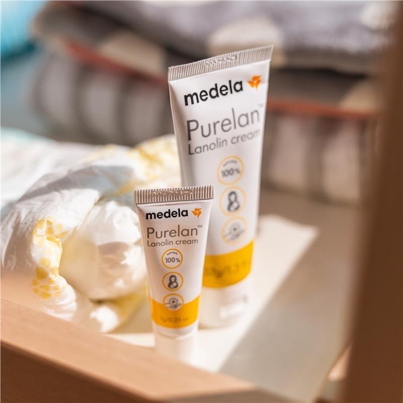 Kem nứt đầu ti Medela Purelan 37g và 7g, chiết xuất mỡ cừu, kem bôi và chăm sóc núm ti an toàn cho mẹ