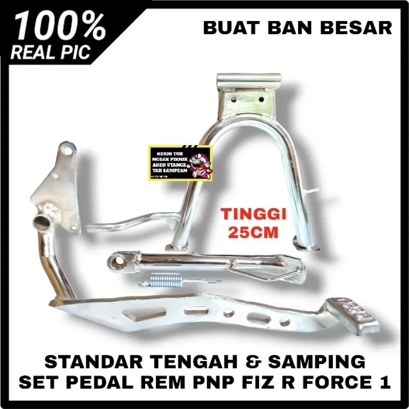 STANDAR TENGAH F1Z R CROME JAGANG TENGAH YAMAHA FIZR FORCE 1 UNTUK BAN BESAR TINGGI 25CM SET PEDAL REM CRISTAL CROM MODEL RACING DAN JAGANG SAMPING FREE PER djrm