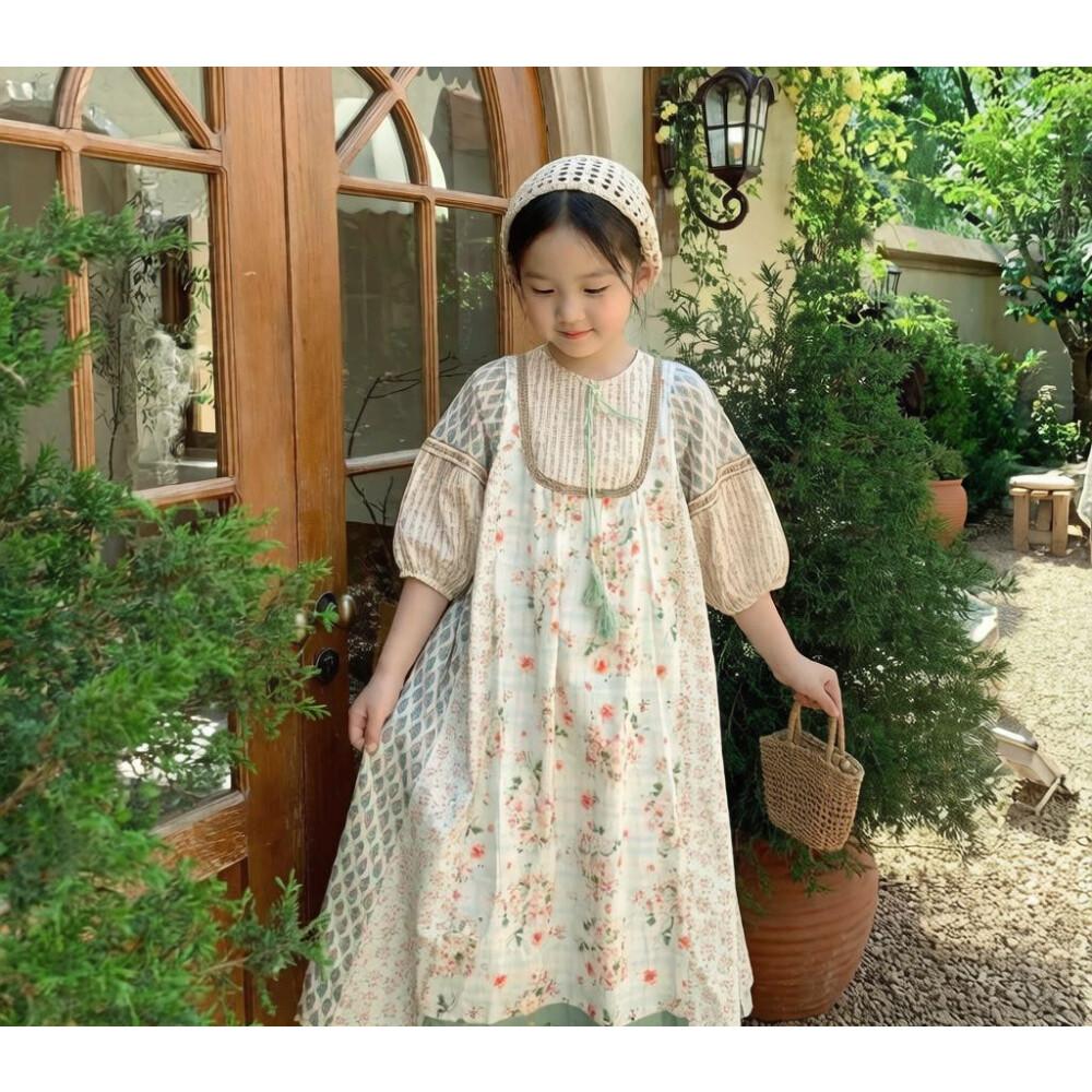 [ready stock]CHICMORE gaun wanita gaya istana motif bunga vintage berlengan balon tiga perempat untuk wanita muda