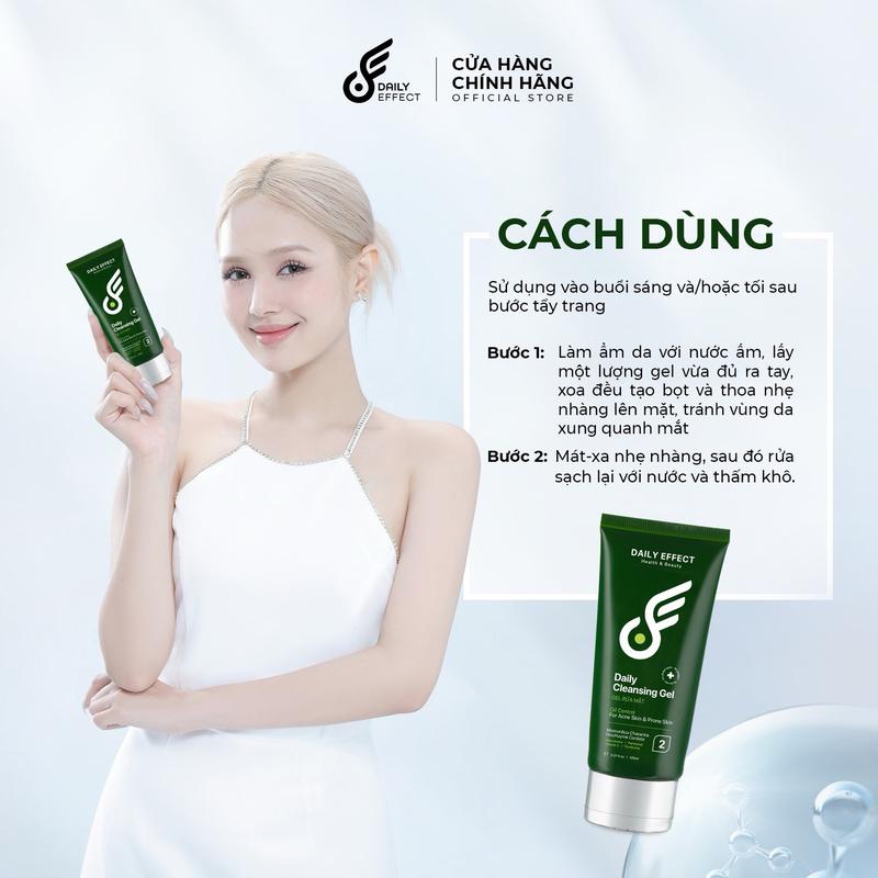 Combo 3 Sản Phẩm Làm Sạch Da, hỗ trợ tạm biệt Mụn và Dưỡng Phục Hồi Da Căng Mịn Khỏe Mạnh DAILY EFFECT (sữa rửa mặt 120ml, serum cấp ẩm & làm dịu da 30ml, kem chấm mụn 10g) Skincare Nữ 1