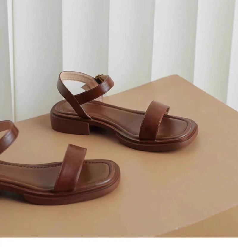 Product Introduction of Soft bottom low heel real leather flat bottom Roman style sandals for Women large size slip-on summer shoes comfortable 15