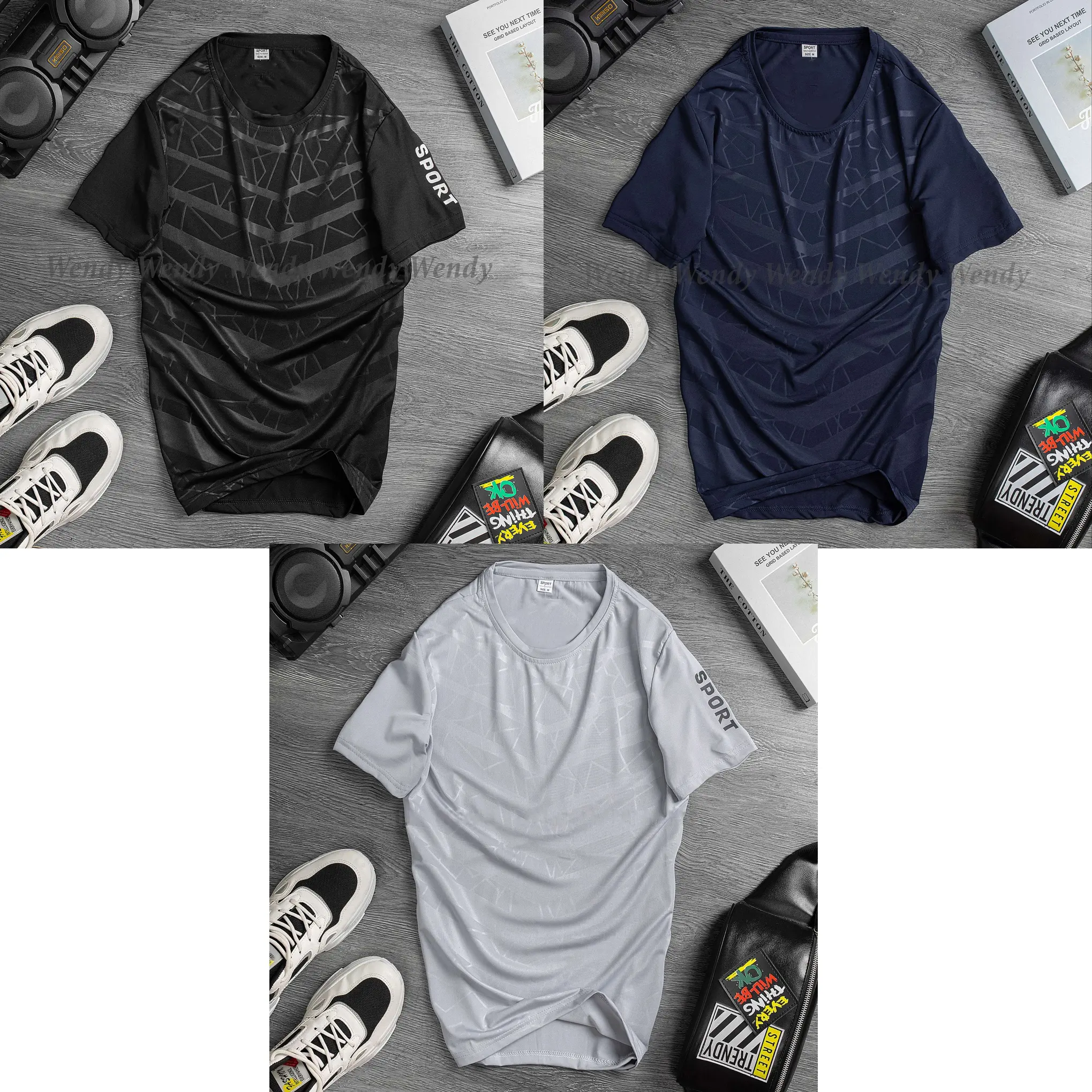 COMBO 3 ÁO Thể thao Nam sport cộc tay chất liệu thun lạnh mềm mịn, co giãn 4 chiều, thấm hút mồ hôi