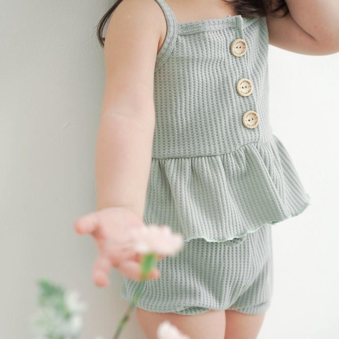 MOONJOY - SUNNY WAFFLE SET - setelan one set anak perempuan tank kutungan 2