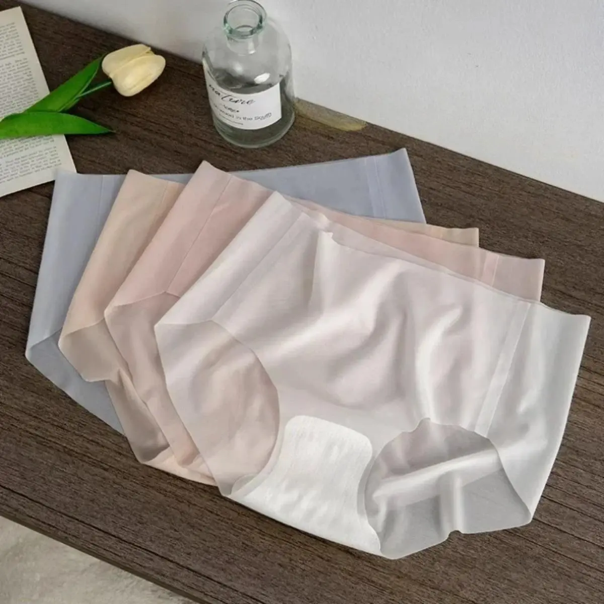 Ice Silk Seamless Underwear Ladies Summer Ultra-thin Sense Quick-drying Pants 3D Peach Hip Fitness Briefs dry clean basic dry clean brown Panty Womenswear