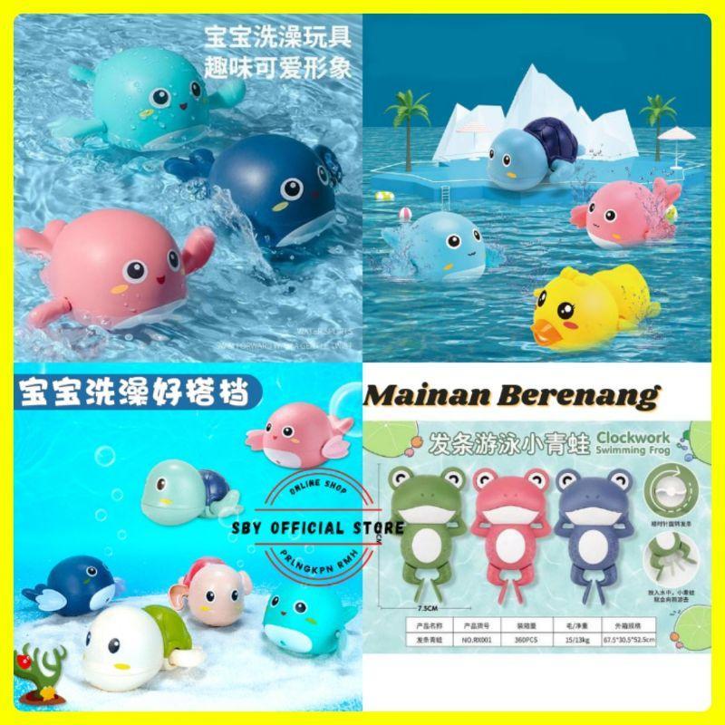 Mainan Anak Bebek Paus Penyu Mandi Bayi Putar Jarum Jam Mainan Penyu Renang Mainan Air 5