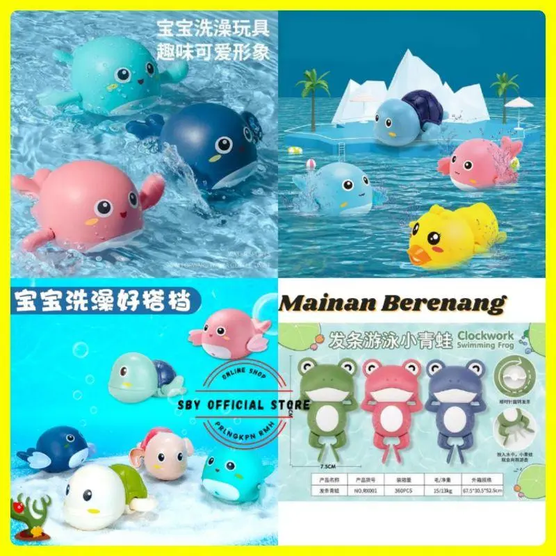 Mainan Anak Bebek Paus Penyu Mandi Bayi Putar Jarum Jam Mainan Penyu Renang Mainan Air 5