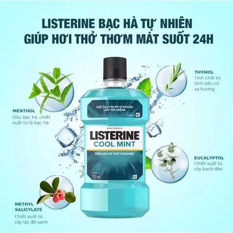 Nước xúc miệng Listerin ,sạch gắp 5 lần khi đánh răng , hơi thở thơm tho, giảm mảnh bám và vi khuẩn gây hôi miệng