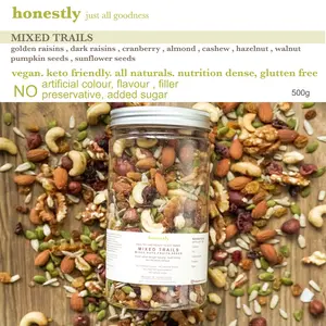 TRAIL MIXED , mix roasted nuts fruits seeds , mix kacang bijian buah Natural Sugar Free almond hazelnut wallnut cashew pumpkin seed sunflower seed cranberry