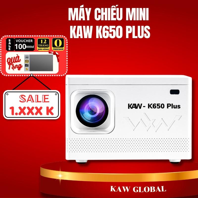 Máy chiếu mini Xem Phim Kaw K650 Plus - Hàng Chính Hãng, Độ Phân Giải 1080P, Âm Thanh Audio Sắc Nét, Bảo hành 1 đổi 1 Projector khoảng cách phóng hình dài 0