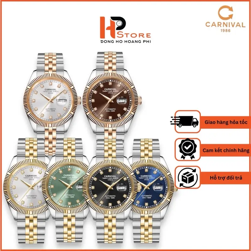 Đồng hồ đeo tay Nam Carnival 8131G Máy Cơ - Kính Saphiare - 40mm [Hàng Chính Hãng] Watch Caro 0