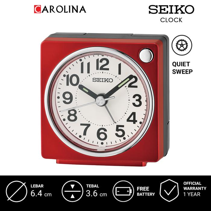 Gambar Jam Beker SEIKO QHE196R Quiet Sweep Red Color White Dial Beside Alarm Clock dari Carolina Watch Official Shop Kab. Sleman Tokopedia