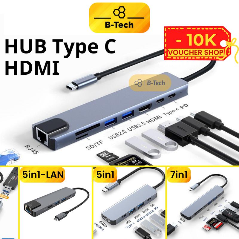 USB C Hub Type C Cổng chia chuyển đổi đa năng Macbook, máy tính Cổng HDMI 4K 30Hz/ USB 3.0/ Type C/ PD BTech B tech hmdi vn hub usb & đầu đọc thẻ