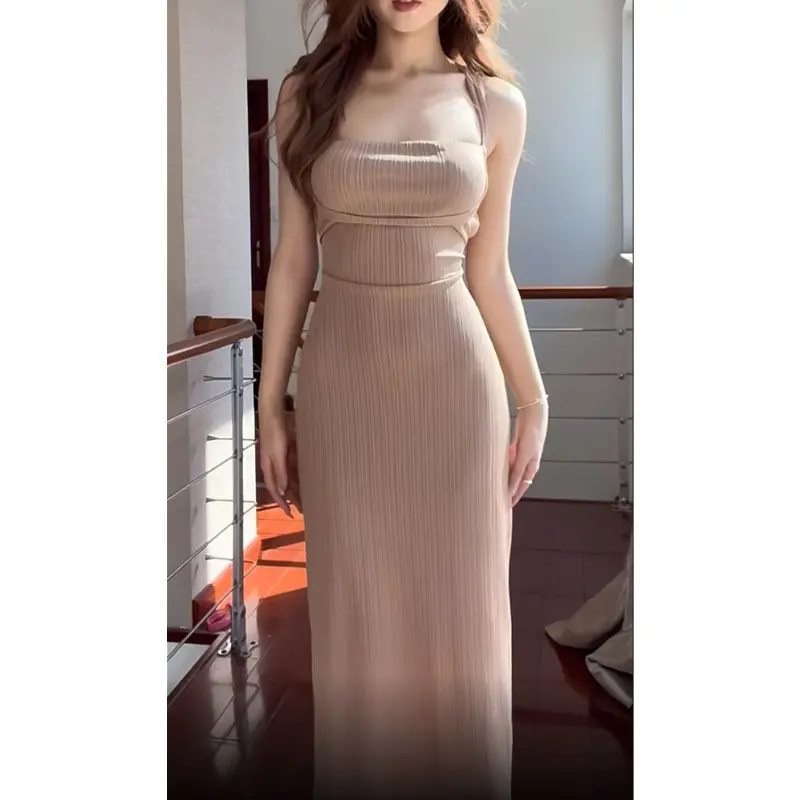 7861 summer korean red long dress fitted backless formal prom dress elegant sexy cocktail christmas dress 2