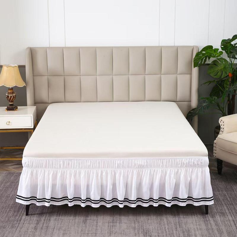 Product Introduction of Solid Color Bed Skirt, 1 Count Adjustable Elastic Bed Skirt, Soft Comfortable Bedding for Bedroom, Hotel Bedding Decoration 7