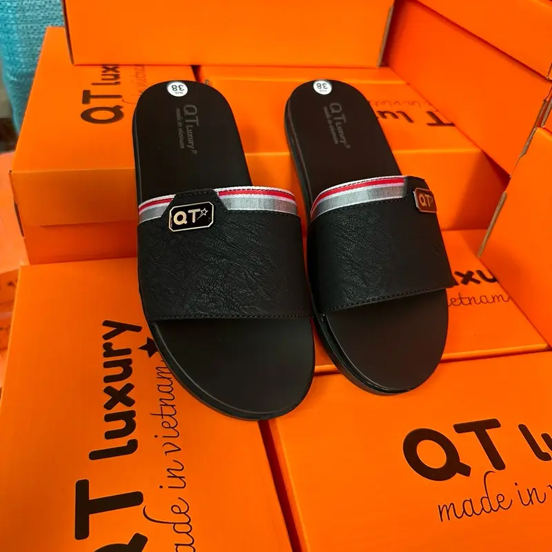 19. DÉP DA MÃ 19 QT LUXURY 1 BẢN KHÂU QUAI ĐẾ - Cao Su Đế Bằng Đồng Nam Slipper DéP 1