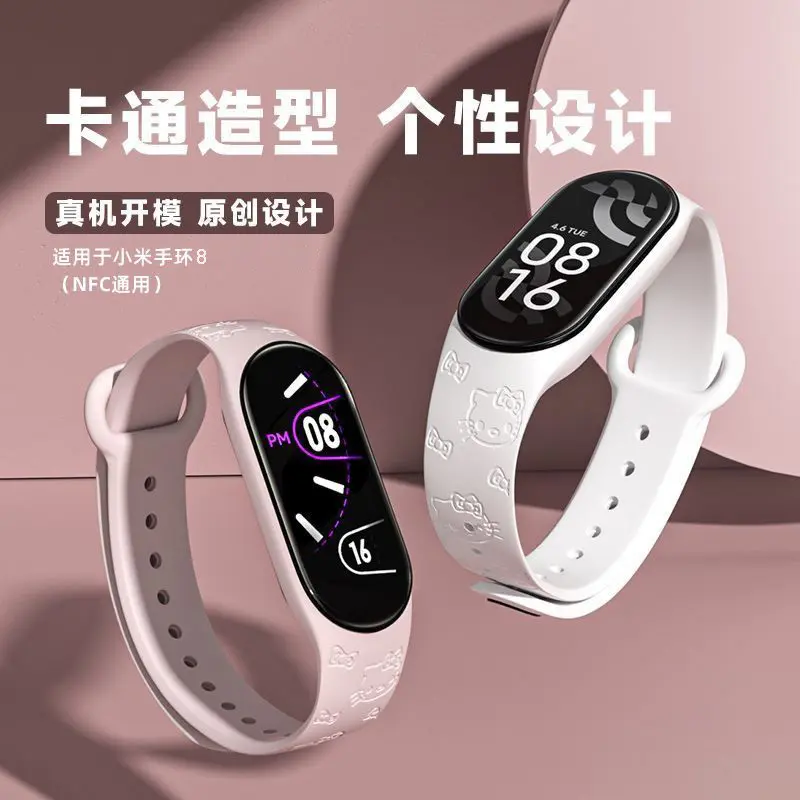 Straps Jam Silikon Hello Kitty Kompatibel dengan Mi Band  Strap Jam Silikon Mi Band Imut untuk Wanita 1