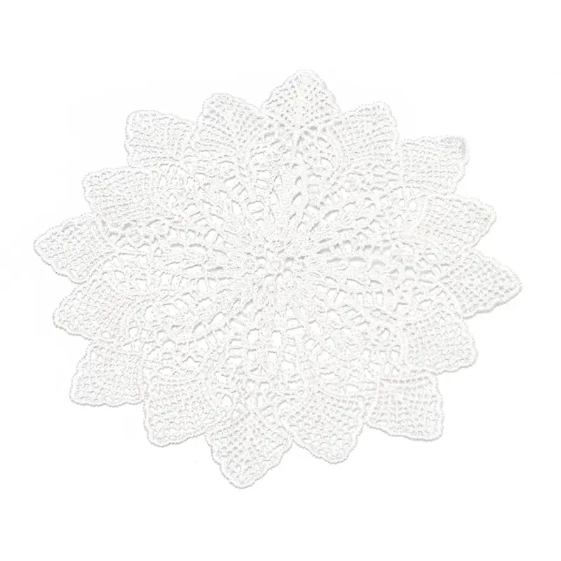 Bàn ren tròn 8 inch, Bộ 8 chiếc, Ren đẹp, Hoa hồng Dacron, Hoa Platycodon Grandiflorum, Hình dây leo, Hoa đại, Đồ Trang Trí mặt bàn ren, Đế lót ly hình ren, Thích hợp cho nhà bếp 0