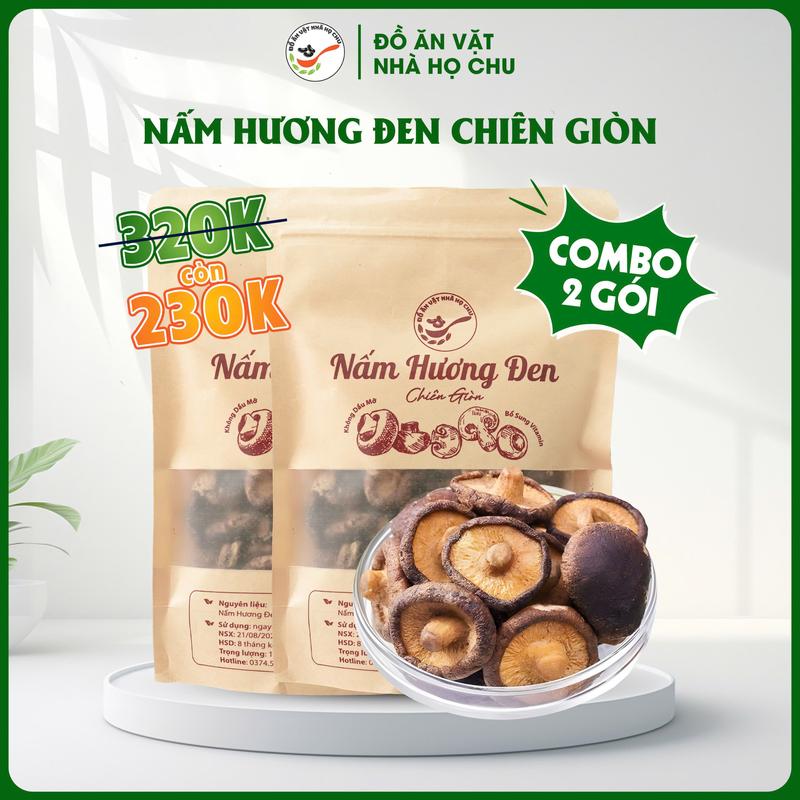 COMBO ƯU ĐÃI 2 Gói Nấm Hương Đen Sấy Giòn Không Dầu Mỡ - Thơm Giòn Bổ Dưỡng Food Ăn Vặt snack
