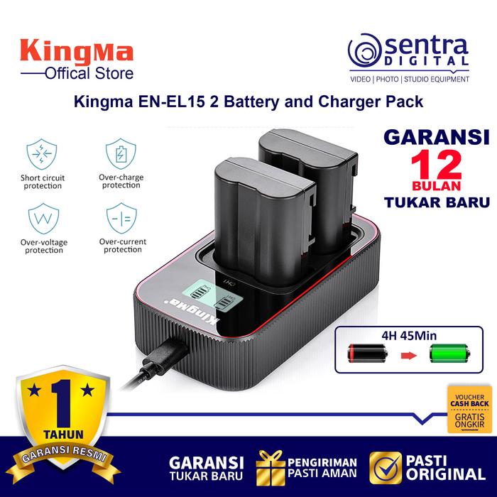 Gambar Kingma EN-El15 for Z5 Z6II Z7 Z7II Z8 Paket 2 Battery 1 Dual Charger dari Sentra Digital Kota Surabaya Tokopedia