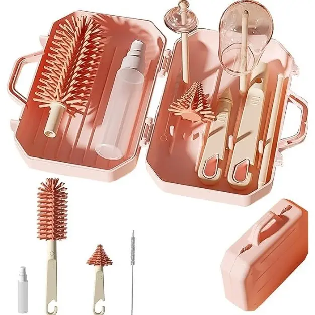 【COD】Portabel 6 IN 1 Set Sikat Botol Susu Bayi untuk Perjalanan Dan Rumah Multifungsi Brush Set Travel 6in1 1