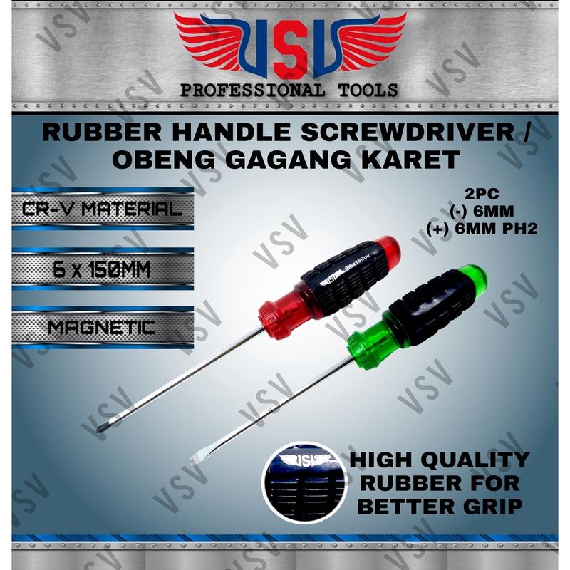 VSV Obeng gagang karet 2pc 6x150[-][+] / Obeng karet / screwdriver 0