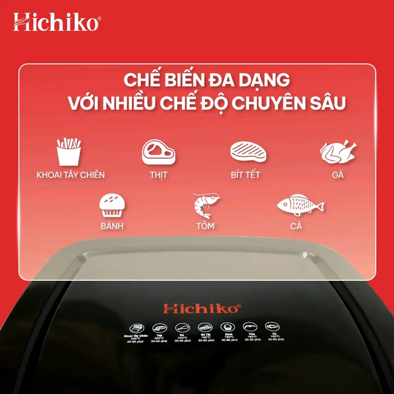 Nồi chiên không dầu Hichiko HC-975B dung tích 10L, nướng vừa con gà 3kg 6