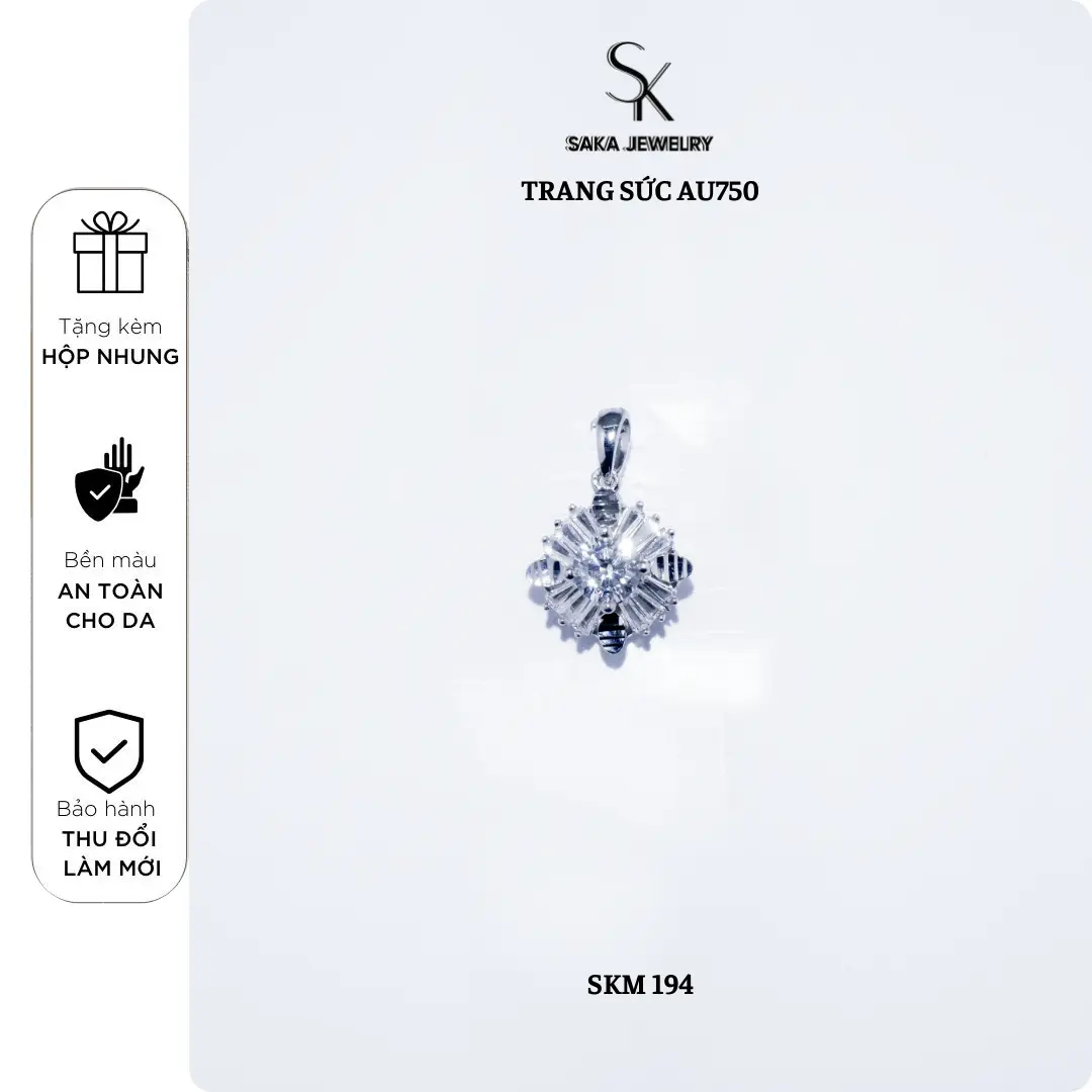 Trang sức AU750 Mặt dây chuyền vuông - SKM 194| Saka Jewelry Trang sức AU750