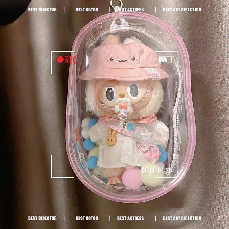 ins style bubble mart doll transparent storage bag; doll protection bag charm; transparent storage bag; bag charm; charm;Doll Accessories;Mobile Phone Charger & Cable Organiser