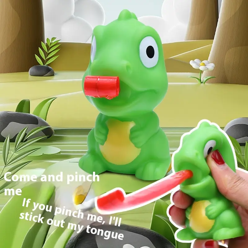 Tongue sticking frog pinching fun decompression dinosaur creative funny bb sound rebound vent new unique decompression toy