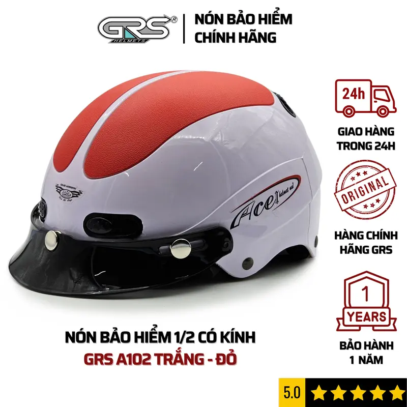 Mũ bảo hiểm nửa đầu GRS HELMETS A102, nón bảo hiểm có lưỡi trai, thiết kế an toàn, thoáng mát, gọn nhẹ phù hợp cho cả nam và nữ size 55- 58 cm 8