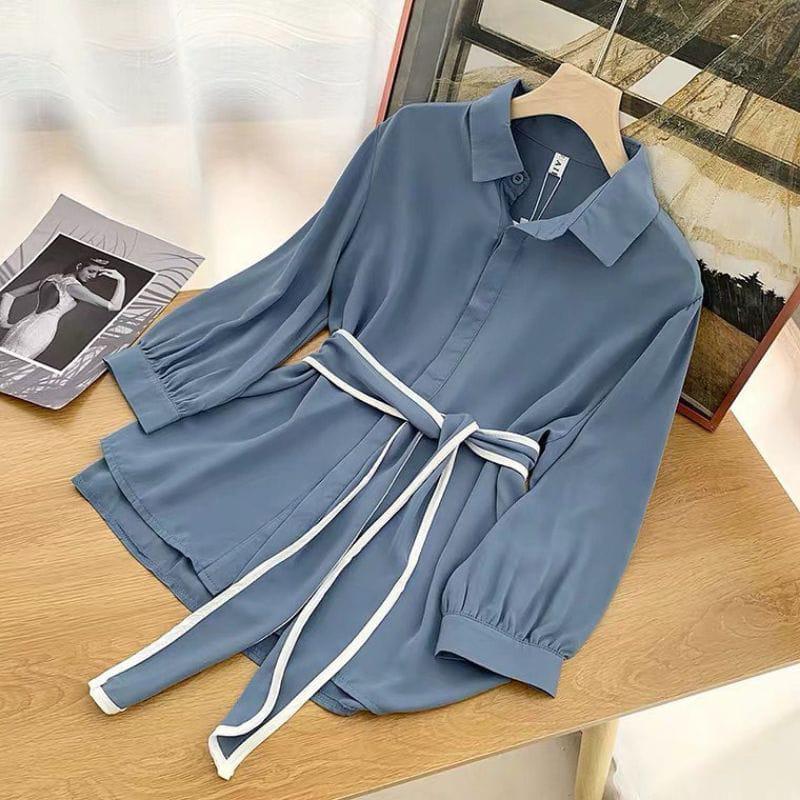 Product Introduction of Royalina Blouse - Blouse Jumbo - Size S M L XL XXL 3XL 5L - Atasan Wanita - Kekinian Polos Crepe Baju Panjang Top Casual Oversize Cewek 3
