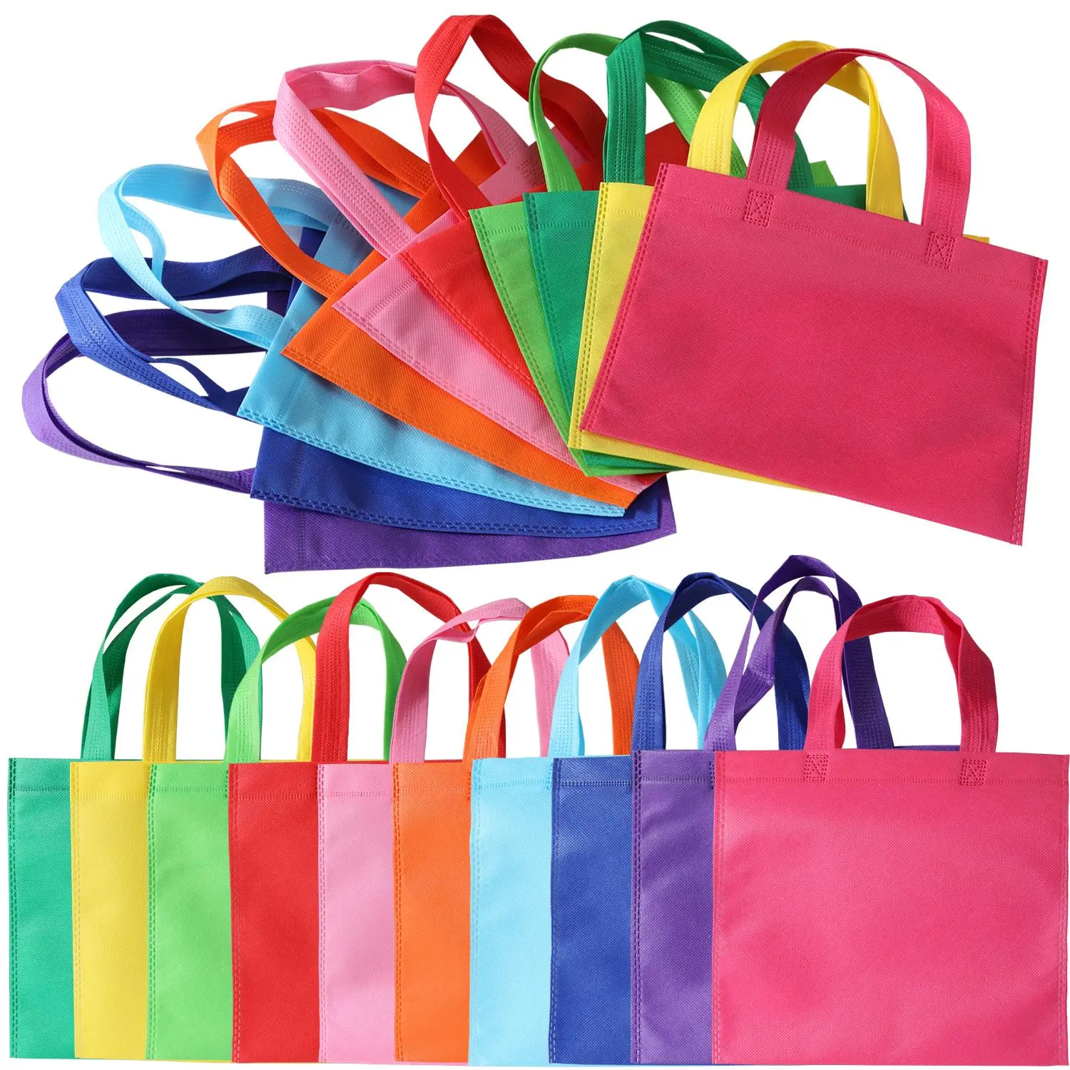 Non-woven Fabric Goody Bags, 10pcs Portable Gift Bags With Handles, Colorful Reusable Eco-friendly Bags For Parties & Birthdays