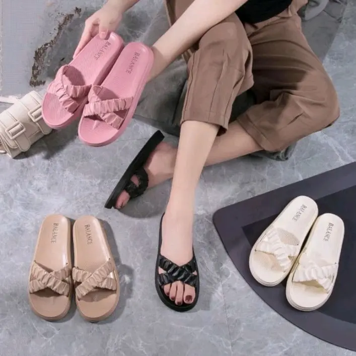 Sendal jelly Serut wanita Korea import karet Balance 2025-1 Wedge Sendal 0
