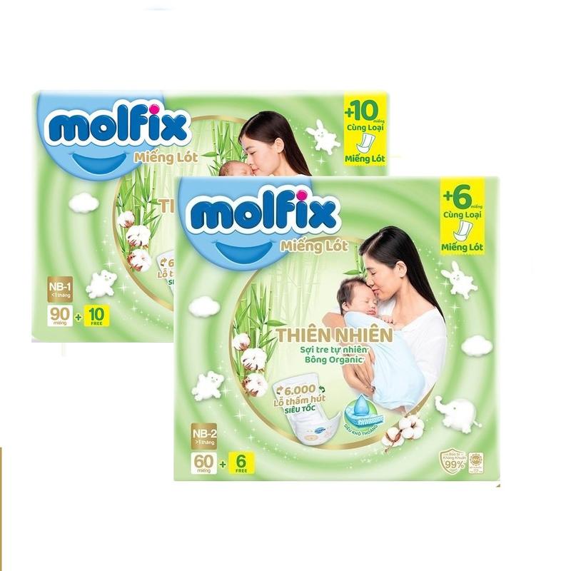 Combo 2 bịch Miếng lót sơ sinh Molfix size NB1/NB2 (có thể dùng thay băng vệ sinh) Bỉm Cho Bé