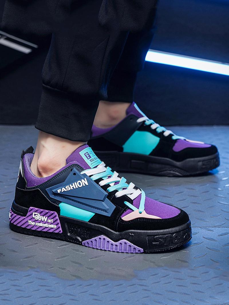 Product Introduction of Men's Fashion Colorblock Lace Up Platform Sneakers, Lightweight Breathable Comfortable Sports Running Shoes, Perfect for Students and Outdoor Sports 14