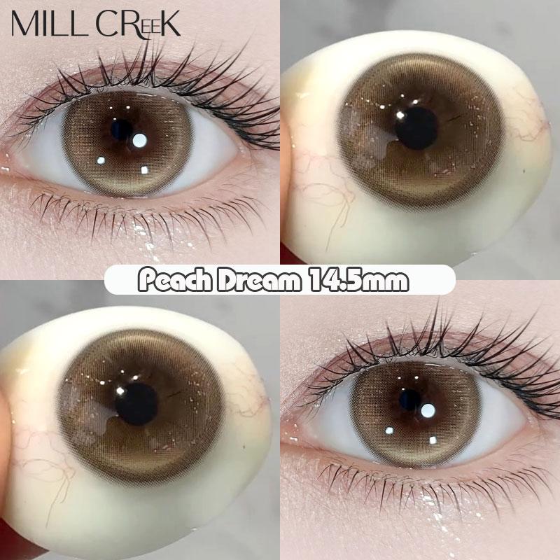 Lens liên hệ màu Mill Creek Kích thước ống kính 14,5mm Màu nâu và xanh lam Ống kính đường kính lớn Mua 2 cặp và Tặng công cụ lắp đặt miễn phí Dung dịch ngâm 60ml Nội dung ống kính: 40% Thời gian sử dụng: 6-12 tháng 1 cặp 2 ống kính