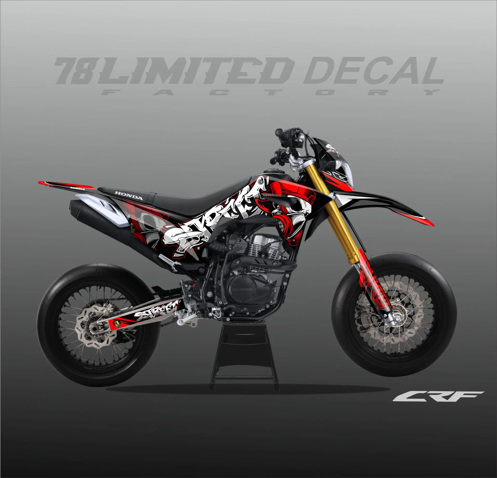 sticker decal honda crf 150L fullbody_stiker dekal crf 150 full body desain graffiti supermoto crf