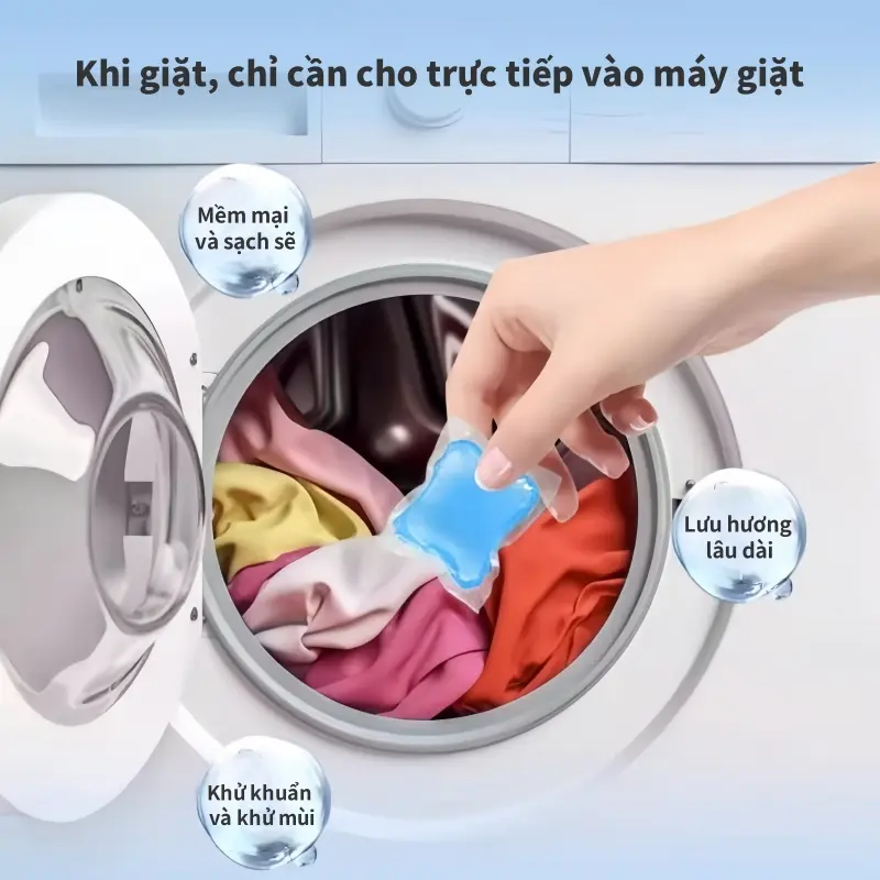 Đa Năng Viên Giặt Túi 10 Viên Giặt Lưu Hương Đậm Sâu Làm Mềm Vải 5 Trong 1 Và Không Gây Kích Ứng Da 8