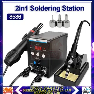 858D/8586 Hot Air Gun 110V Besi Solder SMD Desoldering Kit Alat Perbaikan Ulang Solder Uap Service HP Laptop