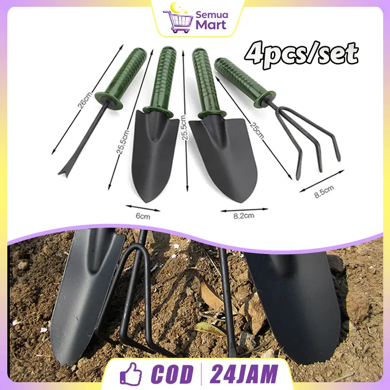 Perkakas Taman 4in1 Plastik Besi Sekop Cangkul Garuk Untuk Berkebun