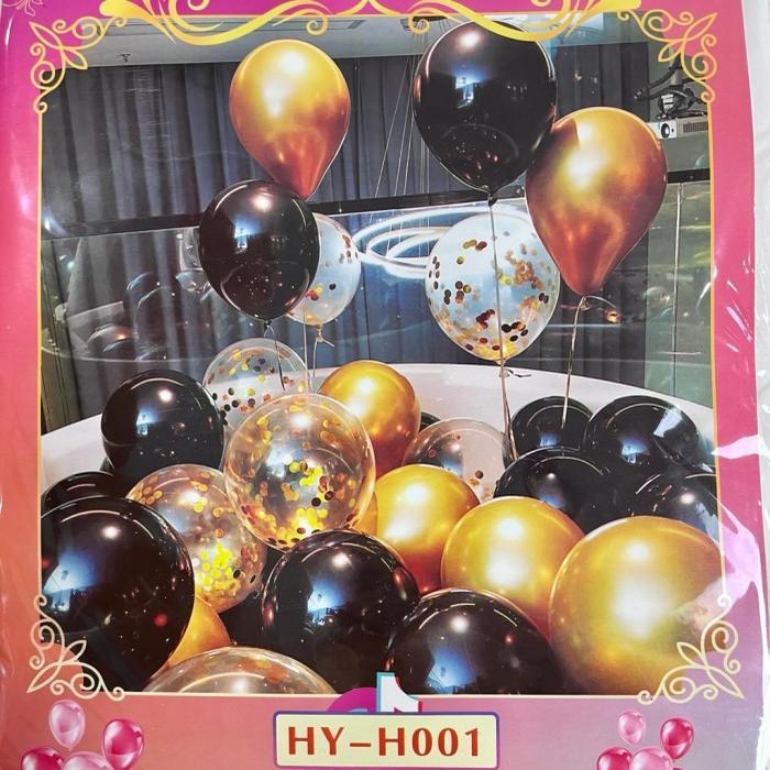 Jual Gold and Black Balloon Party Theme Set Dekorasi Balon Ulang Tahun ...