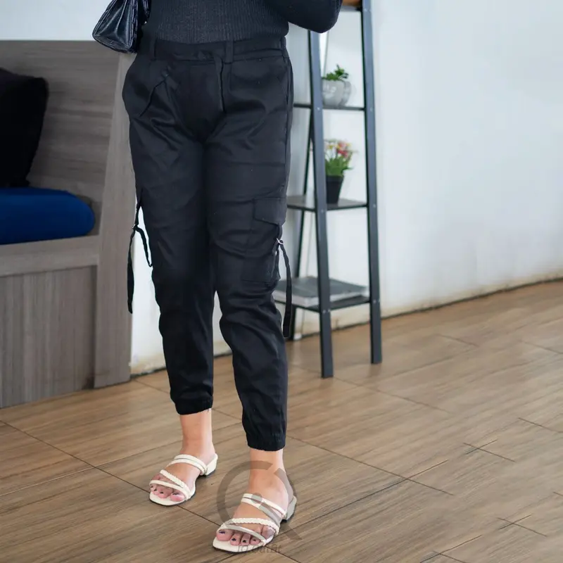 CELANA CARGO JOGGER WANITA BAHAN MELAR M-5L JUMBO 2