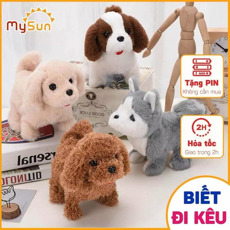 Đồ chơi con chó Robot biết đi biết sủa vẫy đuôi thông minh tặng PIN AA cho bé MySun Toy
