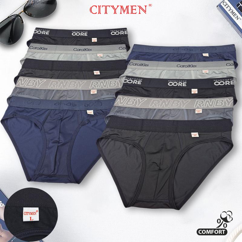 Combo 10 quần sịp nam vải thun lạnh, quần lót nam tam giác nhiều lưng -- CITYMEN