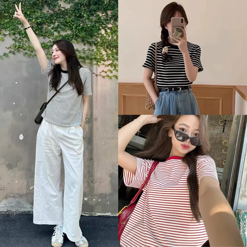 Áo thun babytee kẻ ngang form vừa chất cotton SUMIISHOP mã A03 Nữ 0