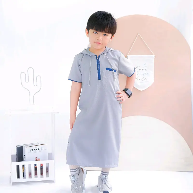 jubah hoodie gamis anak hodie anak azka Muslim Koko Cowok Baju Kurta 6