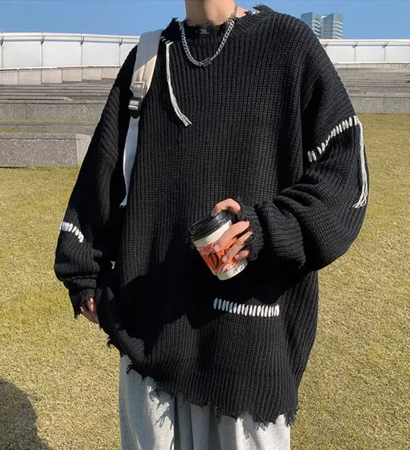 Áo sweater nam len đan thời trang unisex hàn quốc Áo len nam rách viền cá tính phong cách ulzzang đi chơi đi học học sinh, mặc nhóm 7