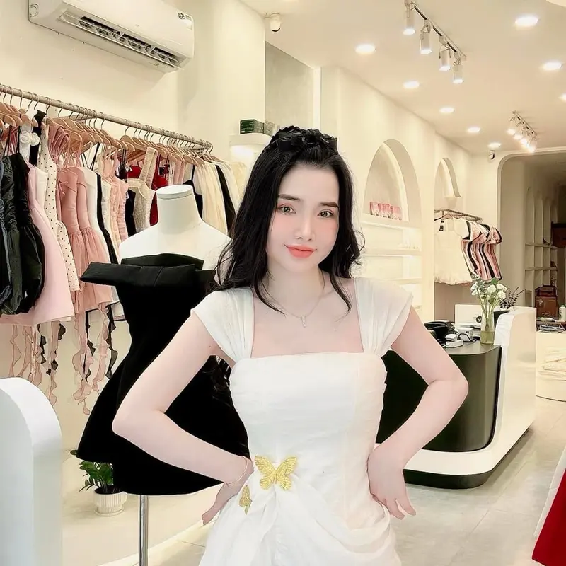 đầm thiết kế vạt xéo nhúm bèo em nơ bướm 3