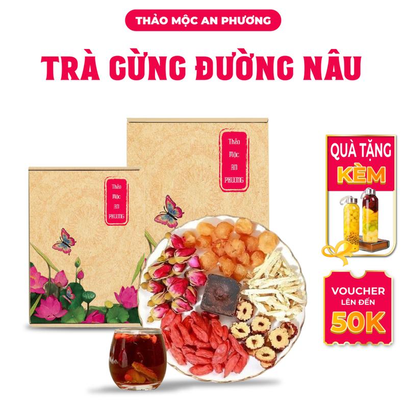 30 GÓI+TẶNG BÌNH Trà Gừng Đường Nâu Thảo Mộc AN PHƯƠNG Đẹp Da Bổ Máu Giữ Ấm Cơ Thể T03